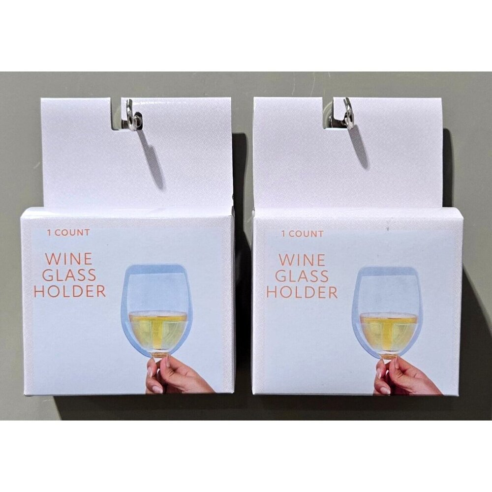 Wine Glass 2 Count Adhesive Holder for Tile or Glass Use Bathtubs Kitchens More